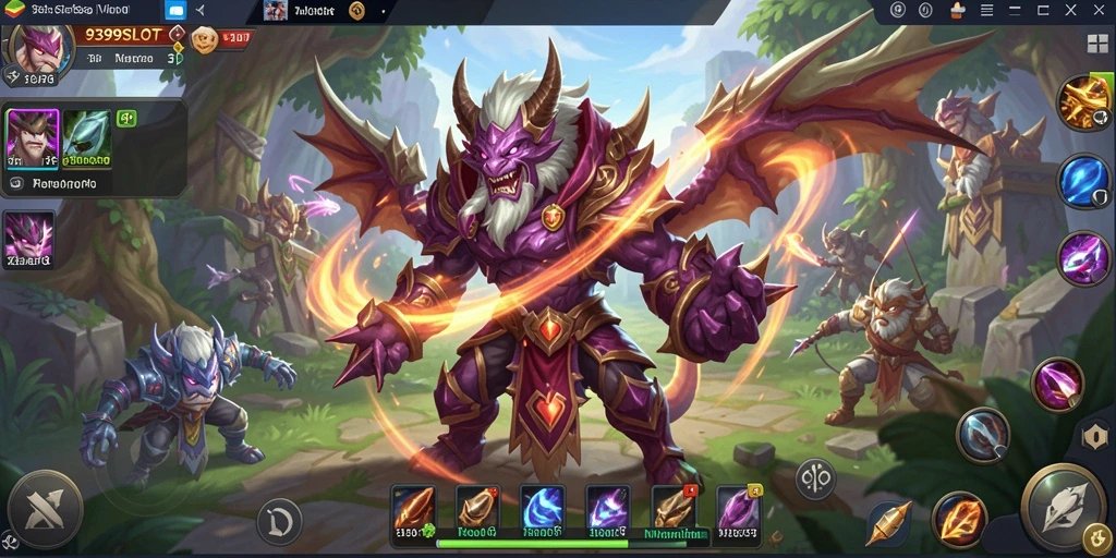 Tampilan gameplay 9399SLOT dengan pertarungan yang mendebarkan.
