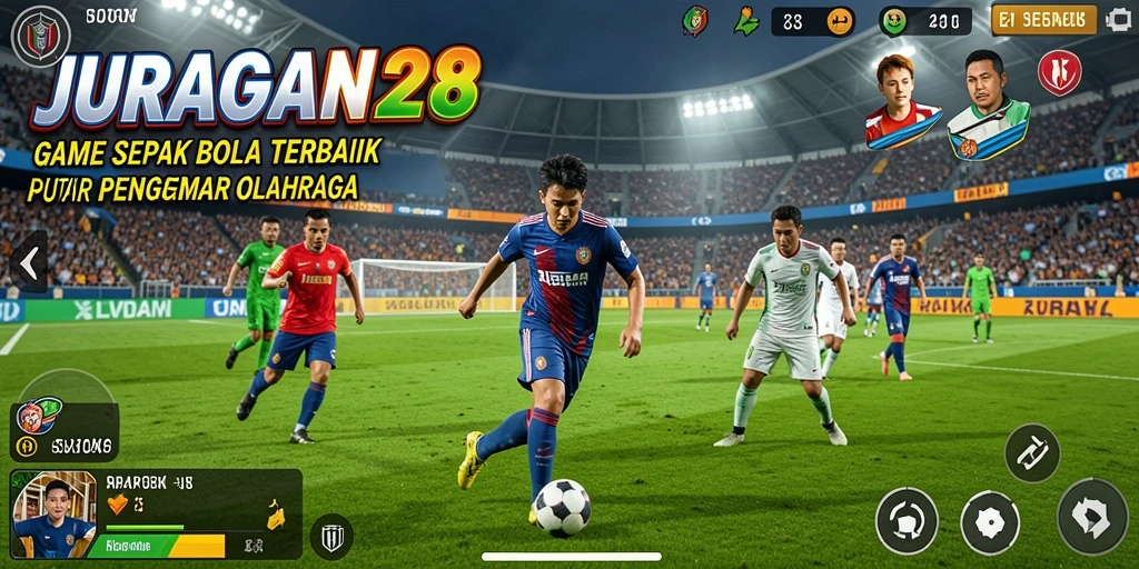 Tampilan gameplay menarik dari JURAGAN28 saat pertandingan sepak bola.