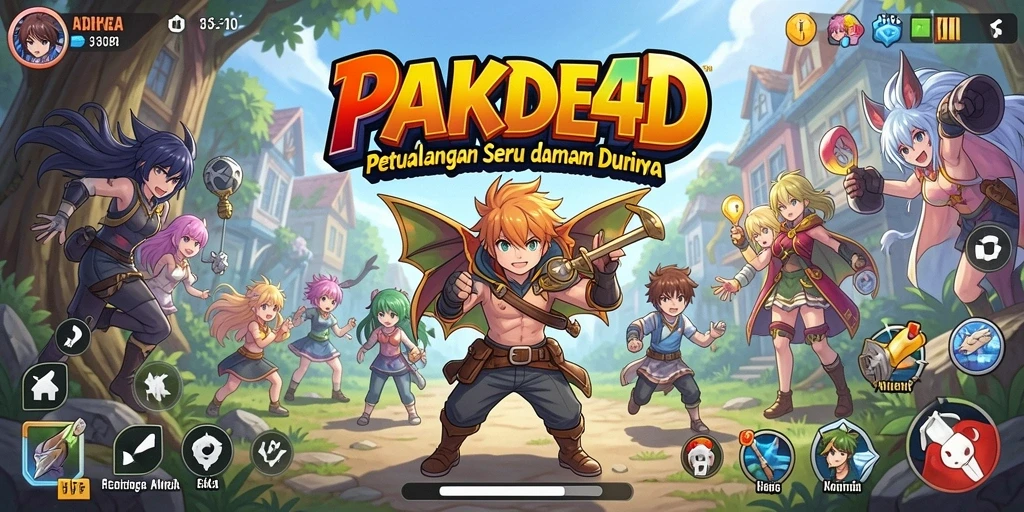Screenshot gameplay PAKDE4D menampilkan karakter Anime yang beraksi di medan perang.